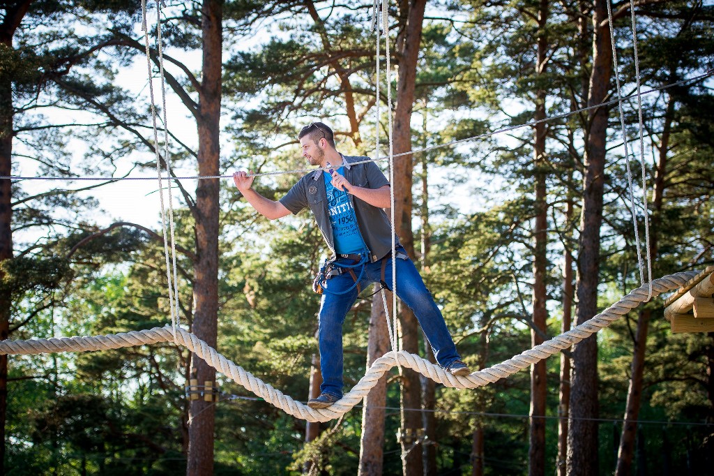 Liepāja Tarzāns — obstacle courses and zipline across the reservoir