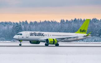 Airbaltic airplane in airport