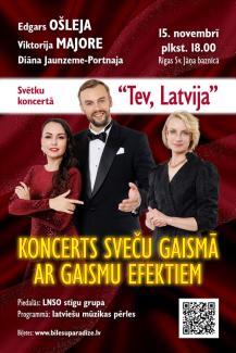 Koncerts sveču gaismā "Tev Latvija" ar solistiem, ērģelēm un stīgu grupu