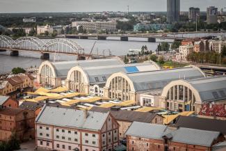 Rīgas centrāltirgus no putna lidojuma. 