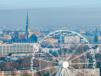highlighting the old town, St. Peter's Church spire